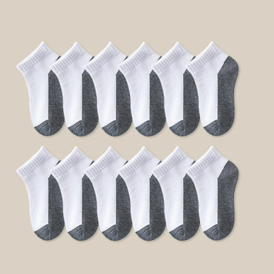 12 pairs basic children's short socks - white and gray design, breathable - suitable for boys and girls back-to-school season