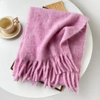 Pink Scarf Lady Autumn Winter Solid Simple Muffler Women Men Wool Blend Versatile Multi-color Soft Thermal Shawl Female Male