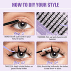 LAKANAKU 168 Fans Diy Cluster Lashes Cat Eye Lashes Invisible Band Premium Mink Manga Lash Clusters