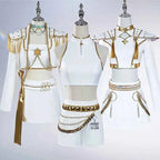 KPop Rumi Mira Zoey White Singing Suit Women Girls Halloween Party Role Playing Outfit Cosplay Costume Wig for Adult Children