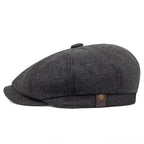 Retro Men’s Newsboy Cap – Classic Herringbone Octagonal Hat, British Style Flat Cap for Autumn & Winter, Vintage Painter Beret