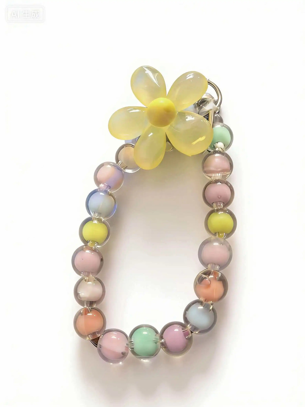 Phone Anti-lost Lanyard Key Short Wrist Pendant Colorful Macaron Round Bead Pendant Women's Hand-held Chain Mobile Phone Lanyard