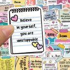 50Pcs Cute Motivational Words Test Stickers Inspirational Decals for School Teacher Student Stationery Notebook Diary Sticker