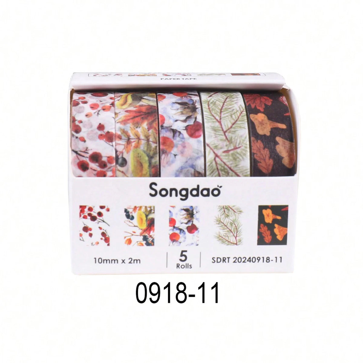 5 Rolls of Boxed Romantic Flower Handbook Tape, Cute DIY Fresh Decorative Washi Tape for Students, a Must-Have Gift for Students
