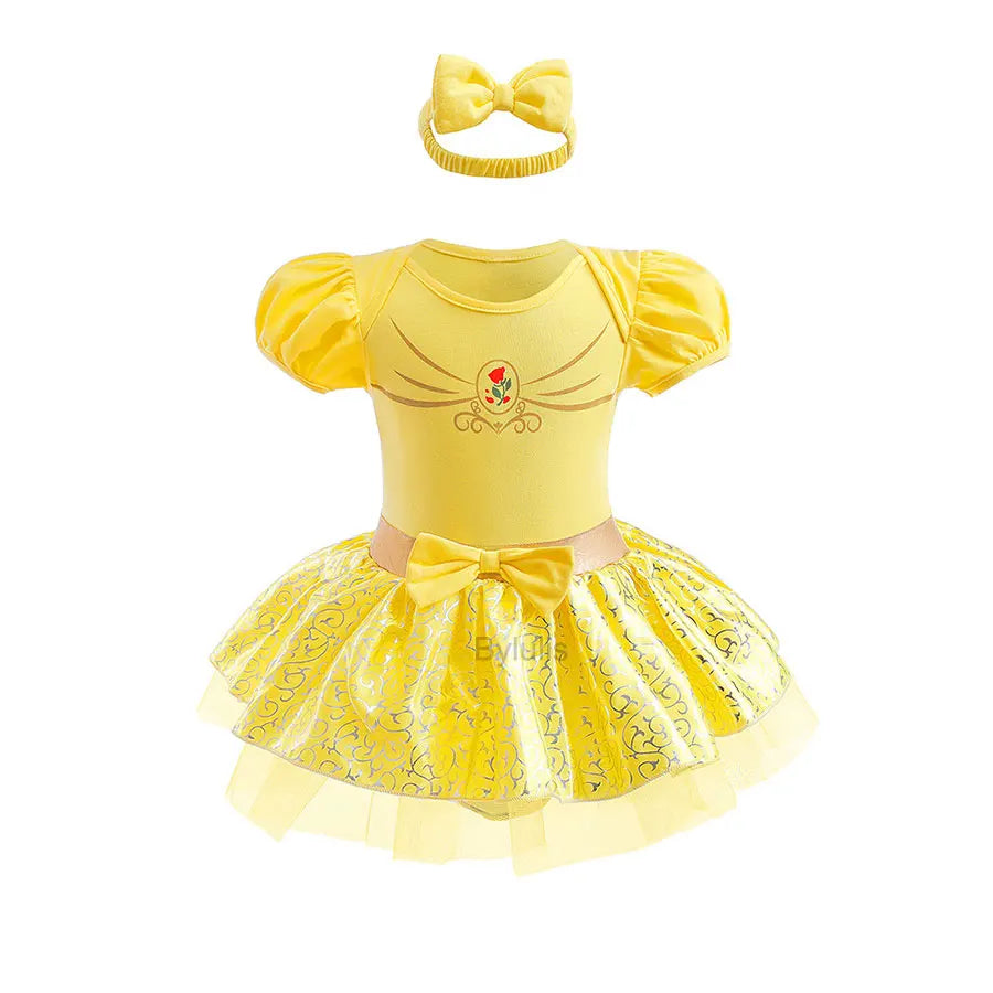Baby Romper Tutu Dress with Headband Infant Baby Girl Princess Clothes Cute Design Kids Dress Halloween Party Costumes Outfit