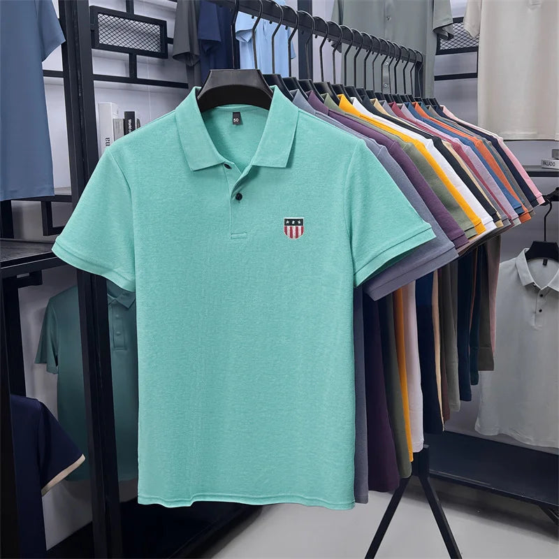 Men's Summer Luxury Brand Cotton 100% Polo Shirt Lapel Printing Short Sleeves T-Shirt Business Leisure Ventilate Men's Clothing