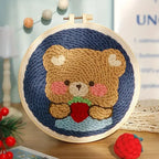 DIY Punch Needle Kits for Beginners Cute Animal with Hoop Embroidery Punch Needle Starter Craft Set Giraffe Festival Gift