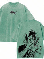 Yami Sukehiro Graphic Tshirt Black Clover Manga Cotton T-shirt For Men Short Sleeve Clothing Oversized Tee Male Washed T Shirt
