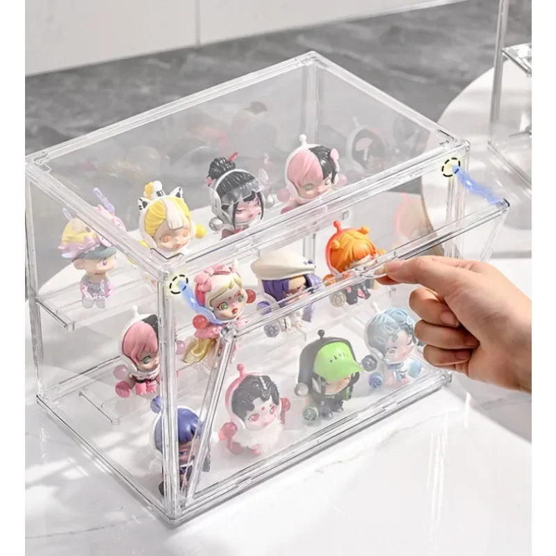 1/2/3/4PCS Acrylic Clear Display Storage Box for Fingures Foldable Display Case for Figurines Dolls Action Figure Organizer box