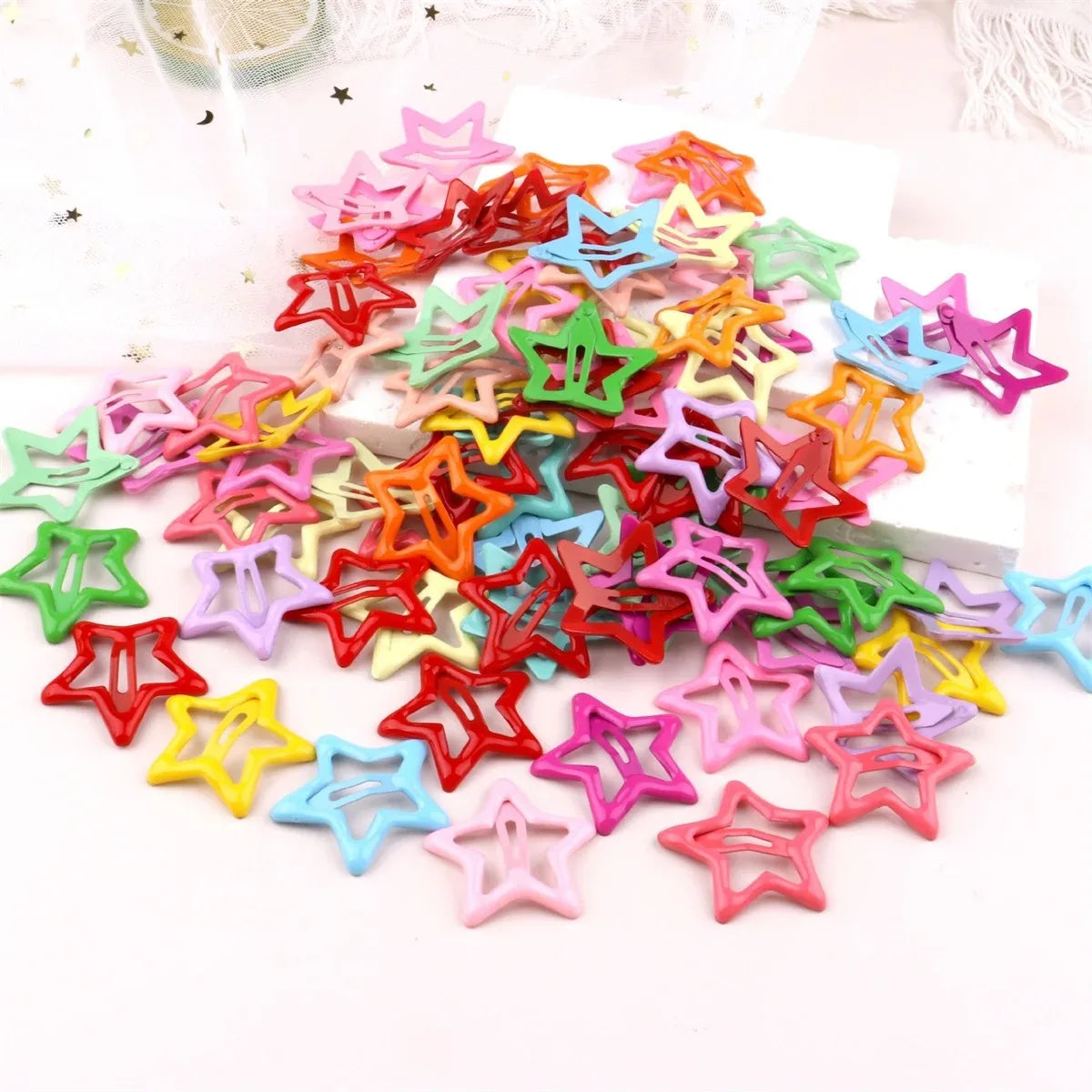 30/60/90Pcs Random Colorful Star BB Hairclips  Cute Star Barrettes Simple Metal Snap Clip Headdress Hair Cute headwear