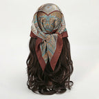 Bohemian Style Floral Print Women’s Square Silk Scarf Satin Head Wrap Tropical Leaf Flower Design Scarves Bandana Hijab
