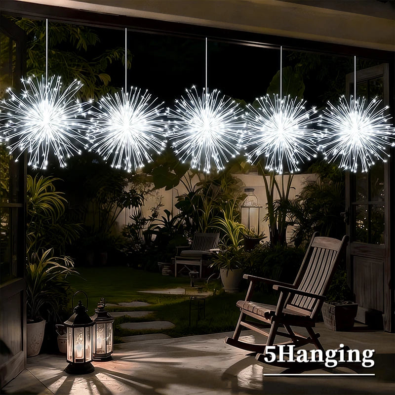 4/5pcs Hanging Solar Firework Lights LED Outdoor Garden Solar Lights 8 Lighting Modes for Landscape Garden Wedding Decorative