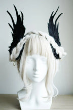 Feather Angel Wing Hair Clips Lolita Barrette Hairpin Lolita Anime Cosplay Hair Accessories Anime Halloween Black White Headwear