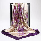 Fashion Kerchief Silk Satin Neck Scarf For Women Print Hijab Scarfs Female 90*90cm Square Shawls and Wraps Scarves For Lady