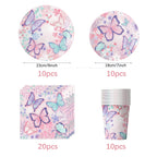 Butterfly Fairy Birthday Party Tableware Set – Pink Disposable Plates, Cups, Napkins & Tablecloth | Girls Party Decorations & Supplies