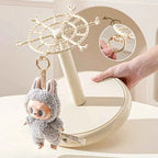 Labubu Transparent Rotating Toy Organizer Display Case-Storage Rack for Plush Dolls, Action Figures, Keychains, Blind Boxes