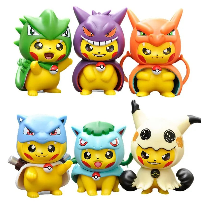1Set Pocket Monsters Anime Figure Kawaii Pikachu In Disguise Action Figures PVC Adult Collection Model Dolls Toy Gift