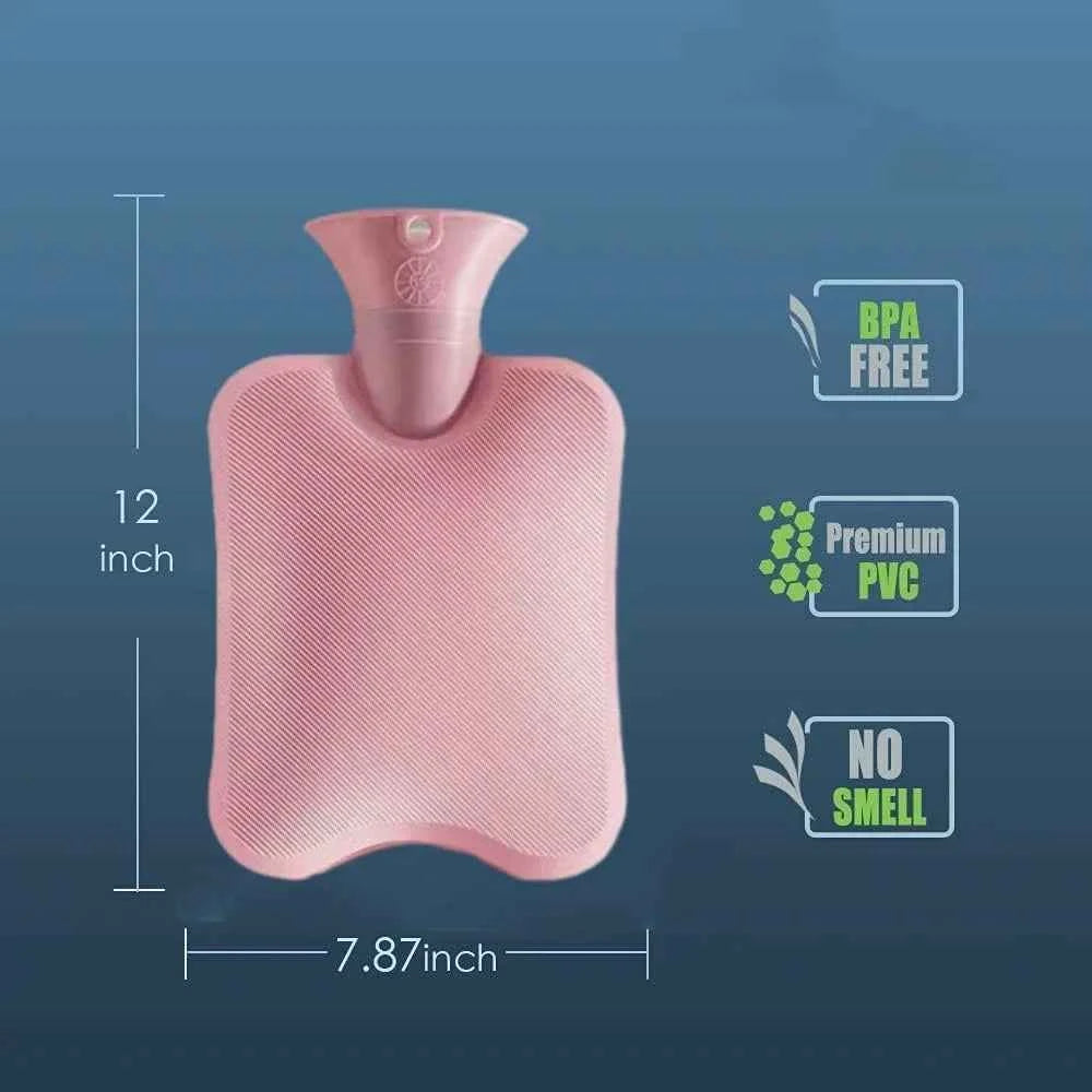 2025Hot Water Bottle with Cover, 2L Hot Water Bag for Bed Warm Neck Shoulder Pain Hand Feet Warmer Menstrual Cramps Hot Compress