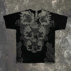 Southpole Y2K Vintage Cotton Graphic Tee Distressed Oversized Unisex T-Shirt with Gothic Print Streetwear Retro Soft Shirt Man