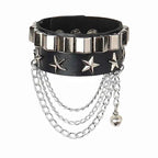 Punk Fashion Men Black Cuff Leather Bracelet Wristband Metal Rivets Stud Charm 80s Wrap Bangle for Women Rock Gothic Jewelry