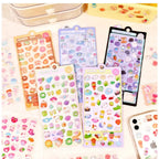 300Pcs/50pc Kawaii Cartoon 3D Relief Sticker Cute Crystal Jelly Patch for Mobile Phone Case Mirror Scrapbook Journal Animal Deco