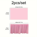 2pcs/set Disposable Paper Tablecloth Skirt Set Rectangular Table Cover And Table Skirt Party Supplies For Events Decoration