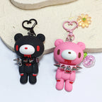Demon Bear Keychains:Cute Punk Bag Charms with Spiked Collars,Unique Evil Teddy Trinkets,Stylish Collectible Accessories&Gift