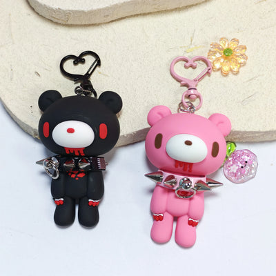 Demon Bear Keychains:Cute Punk Bag Charms with Spiked Collars,Unique Evil Teddy Trinkets,Stylish Collectible Accessories&Gift