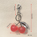 Fashion Delicate Red Cherry Charm Keychain 3 Color Gold Silver Keyring Elegant Women's Backpack Purse Charm Earrings Jewelry