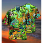 Guitar Bass Pattern Hawaiian Shirts For Men Vintage Musical Instrument 3D Printed Blouse Summer Loose Aloha Shirts Short Sleeves