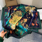 100% Natural Silk Scarf Women Luxury Brand Digital Print Flowers Silk Pashmina Shawl Female Long Bandana Foulard 2020 Oversize