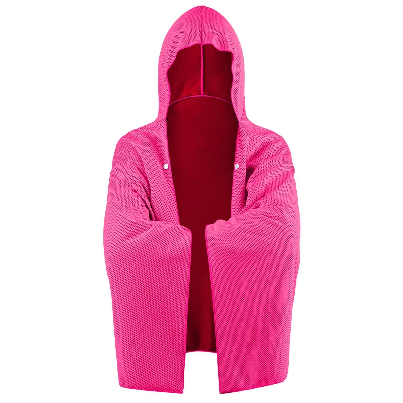 Cooling Hooded Cloak lce Cool Poncho Cover Up Super Absorbent Oversized Hooded Towel Wrap, 4-in-1 for Swimming Beach Pool Travel