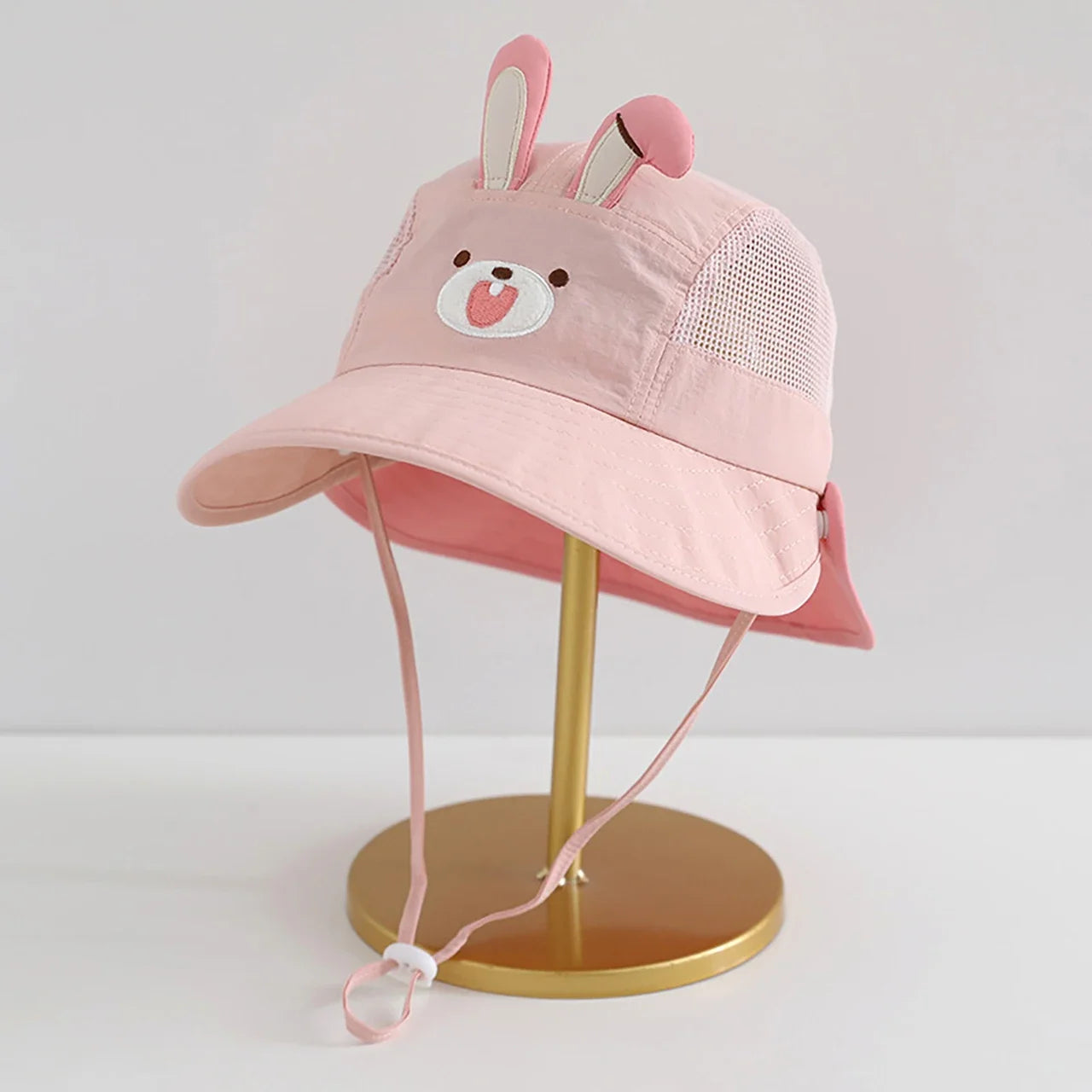 Cartoon Sunshade Baby Beach Hat Cute Bear Rabbit Ears Boys Girls Sun Visor Cap Summer Outdoor Breathable Mesh Panama Hats