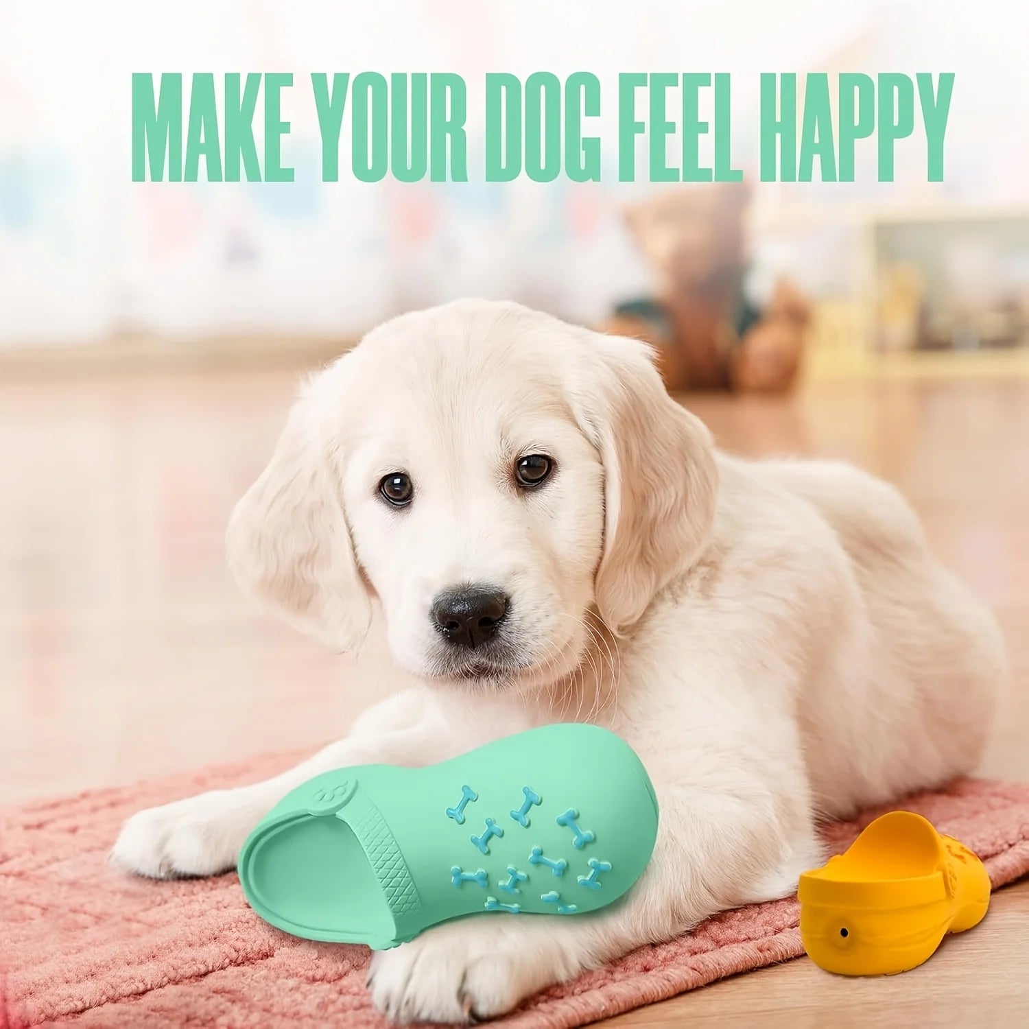Durable Rubber Slippers-Shaped Chew Toy, Teeth Cleaning & Training, Indoor/Outdoor Play for Small, Medium, Large Dogs & Puppies