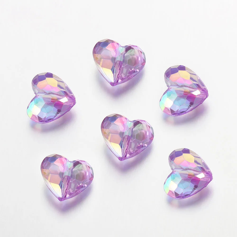 20pcs Acrylic Heart Beads Transparent Loose Spacer Beads for DIY Jewelry Making Pendants Neaklace Bracelet Needlework Material
