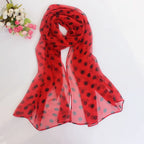 Polka Dot Scarf Ladies Women's Scarf Chiffon Scarf Soft Head Wraps Women's Lady Summer Sunscreen Air Conditioner Shawl