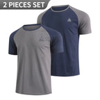 2/4/6-Pcs Four Seasons Men's Solid Color Round Neck Short Sleeve Top With Printed Cuffs Youth Sports And Leisure Fashion T-Shirt