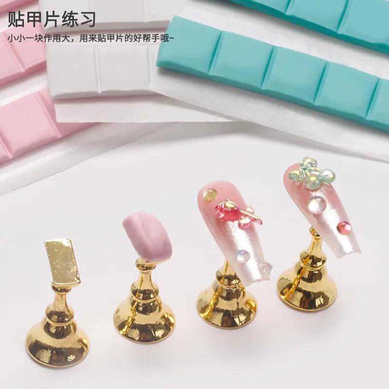 1Set Magnetic Nail Holder Practice Display Stand Nail Polish Acrylic Crystal Showing Shelf Nail Art Tool
