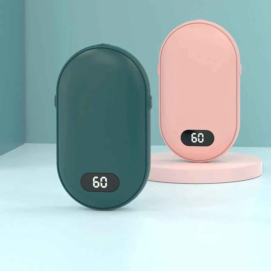 Double-sided heating with two temperature settings, this pocket hand warmer can be recharged