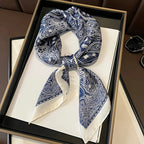 Luxury Chain Print Small Square Scarf Simulated Silk Thin Neck Scarf Fashion Sunscreen Headscarf For Women 70x70cm