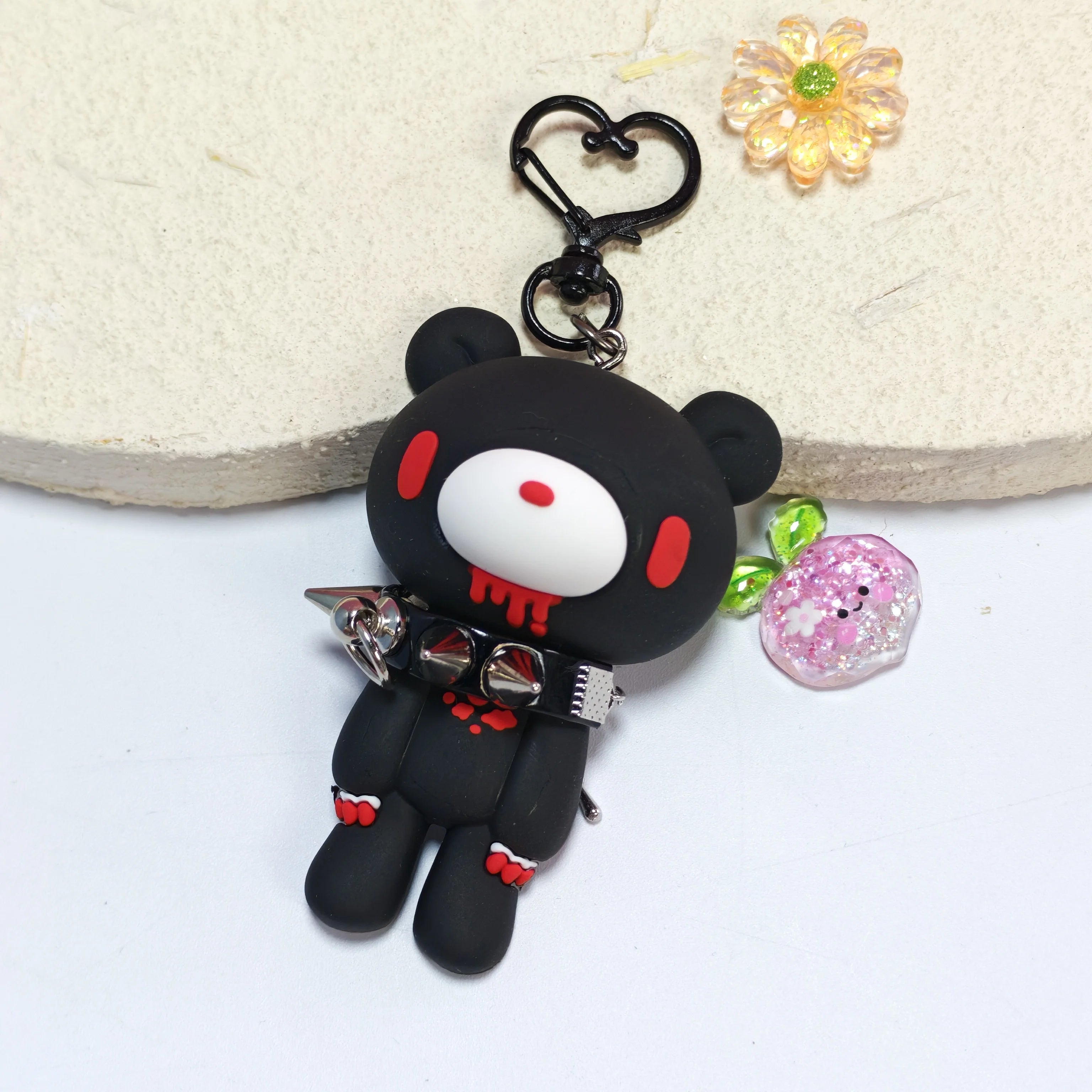 Demon Bear Keychains:Cute Punk Bag Charms with Spiked Collars,Unique Evil Teddy Trinkets,Stylish Collectible Accessories&Gift