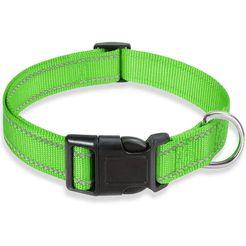 Reflective Dog Collar Strap With Adjustable Safety Nylon Pet Collar Pet Traction Rope Suitable For Small And Medium-Sized Pets - WTN Essentials 