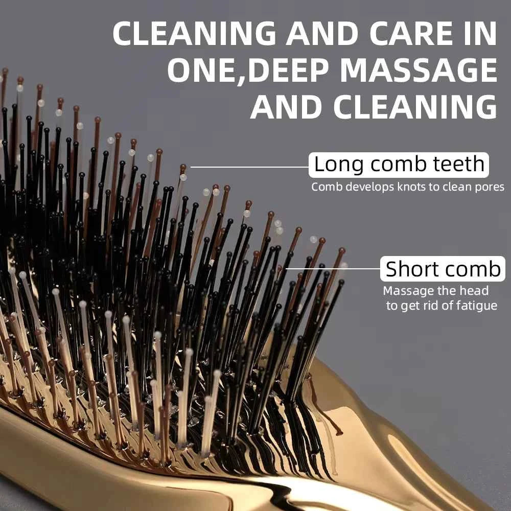 Japanese Premium Head Massager Scalp Brush Hair Massager Shampoo Brush Wet Plastic Detangling Brush Hair Cleaning Comb Rose Gold