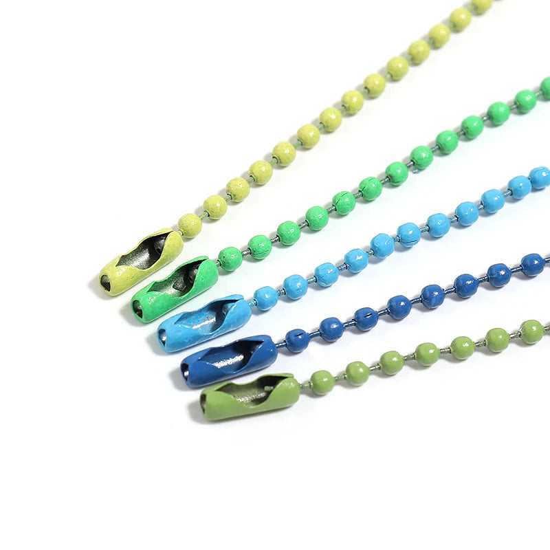 100pcs/Lot 10cm Iron Colorful Ball Bead Chain Fits KeyRing Key Chain Dolls Label Hand Tag Connector DIY Jewelry Making