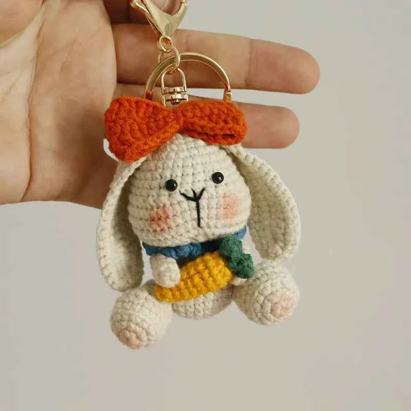 Cute Mushroom Rabbit Crochet Keychain Bunny Bag Charm