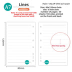 A7 50Sheets Loose Leaf Notebook Refill Spiral Binder Inner Page Weekly Monthly To Do Line Grid Inside Paper Stationery