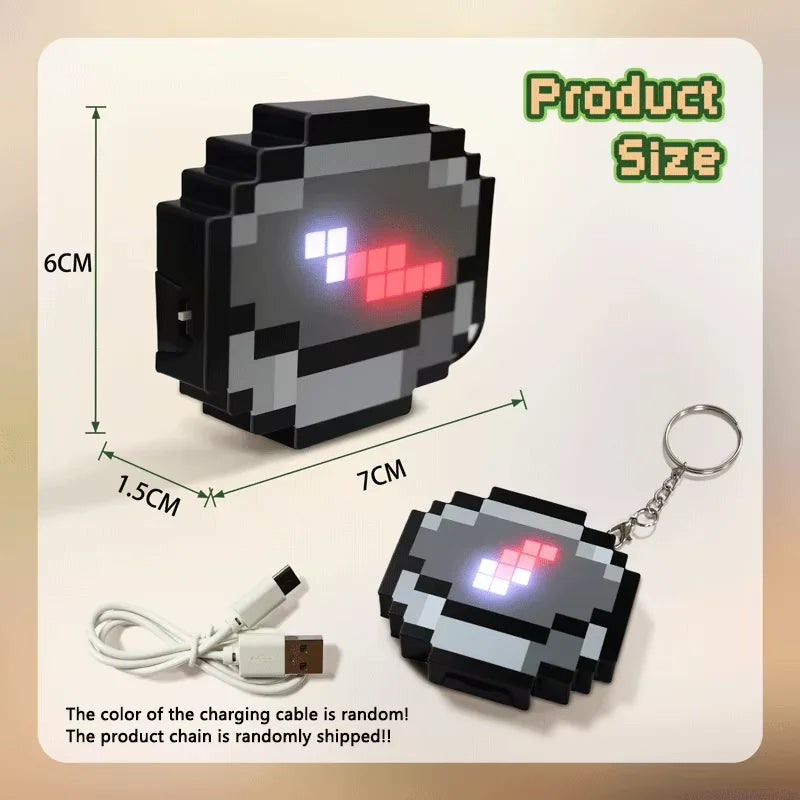 Rechargeable Mc Compass Pixel Wind Peripheral design Toy trinket Movable Compass Keychain Pendant Real-world Use Toys Fans Gifts