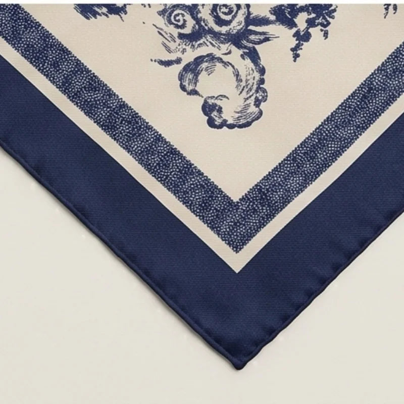 Vintage Jungle Plant Printed Square Scarf for Women