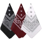 Hip Hop Cowboy Paisley Scarf Large Bandana Head Square Scarf Men Women 55x55cm Black Red White
