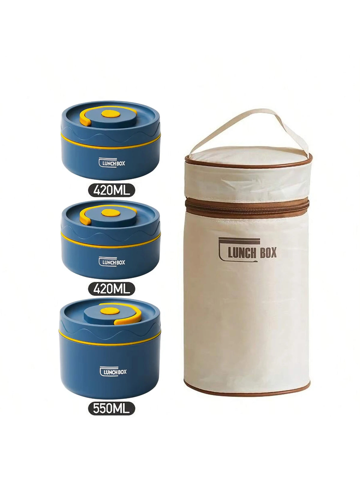3pcs Microwave Portable Insulated Food Container Lunch Box Stainless Steel Bento Box Insulated Leak Proof Hot Lunch Bag Set